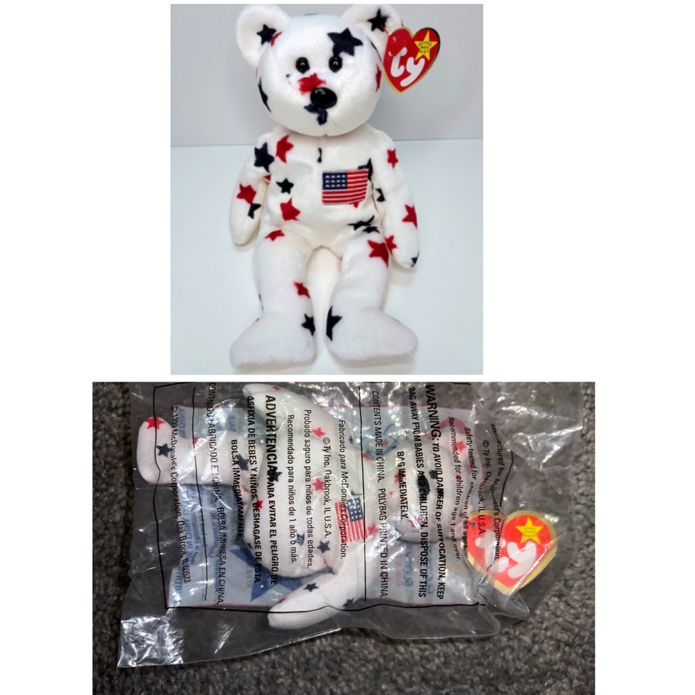 $2 MCDONALDS BEANIE BABY BEAR. VINTAGE IN PACKAGE. $2 WITH ANY $10 ORDER OR MORE